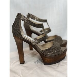 Women's Jimmy Choo Glitter Bronze Heels 103curve Size 36 US 6